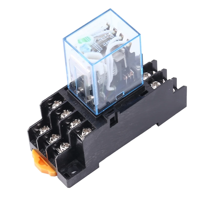 FULL-6X HH54P DC 12V Bobina 4PDT 14 Pinos Relé de Potência Eletromagnética Base DYF14A