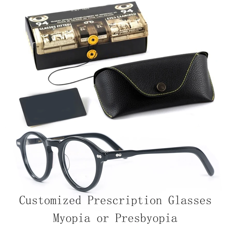 Customize Prescription Glasses Men Frame Johnny Depp Miltzen Photochromic Anti-Blue Light Myopia Hyperopia Round Eyeglasses