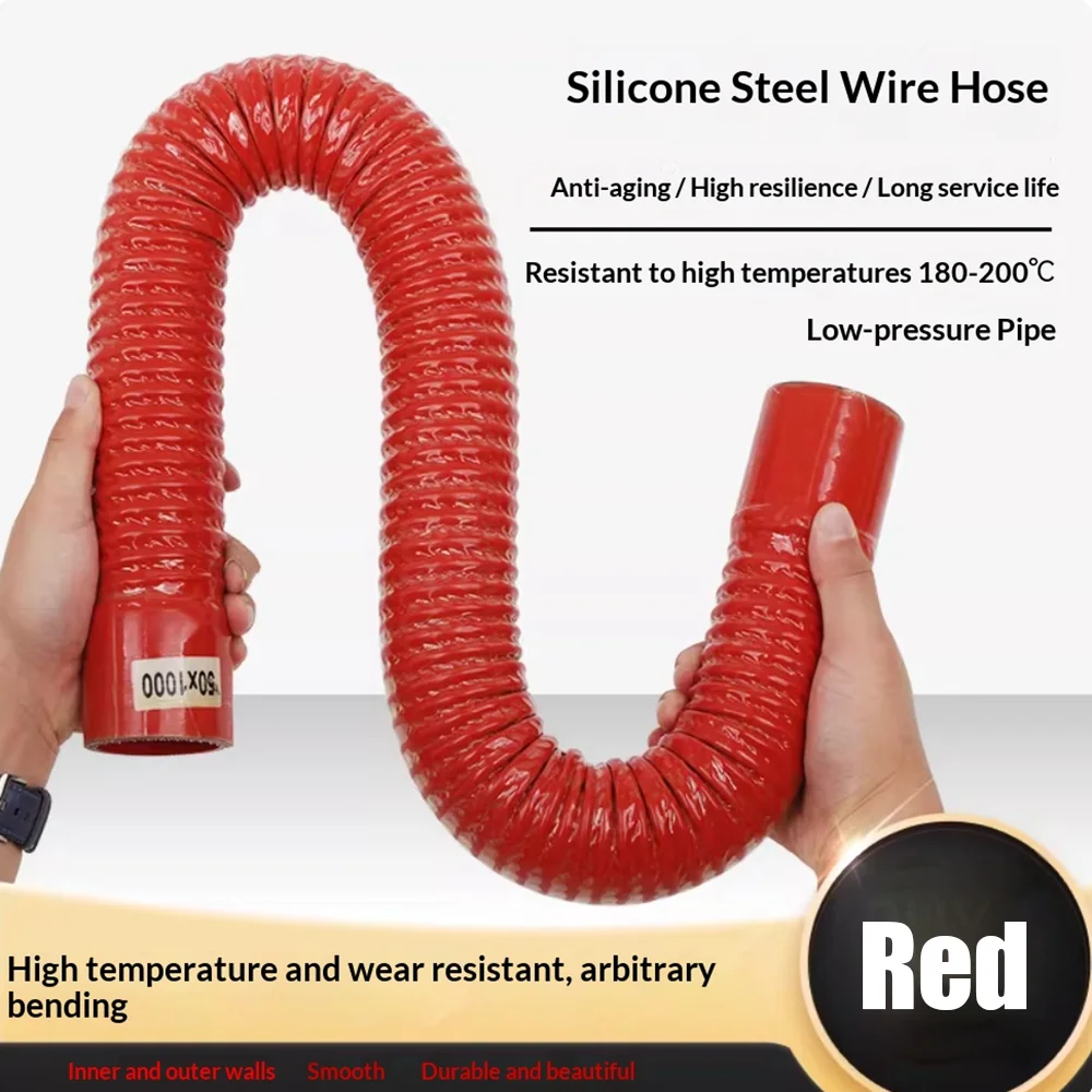 

Red silicone steel wire pipe clip cloth automotive corrugated pipe high temperature resistant intake pipe turbocharger pipe