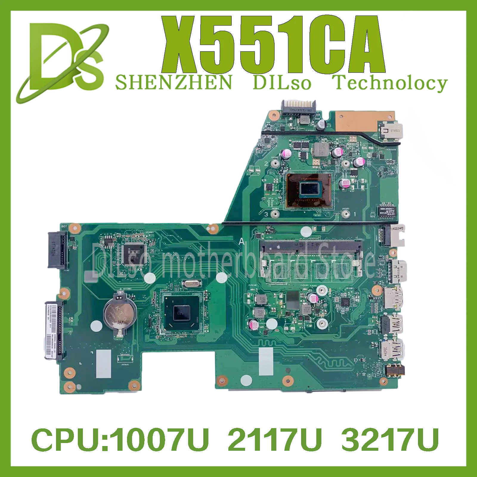 

KEFU X551CAP For ASUS X551CA F551CA X551C Laptop Motherboard F551CA Mainboard With I3-3217U 2117U 1007U 2GB/ 4GB Test Work 100%