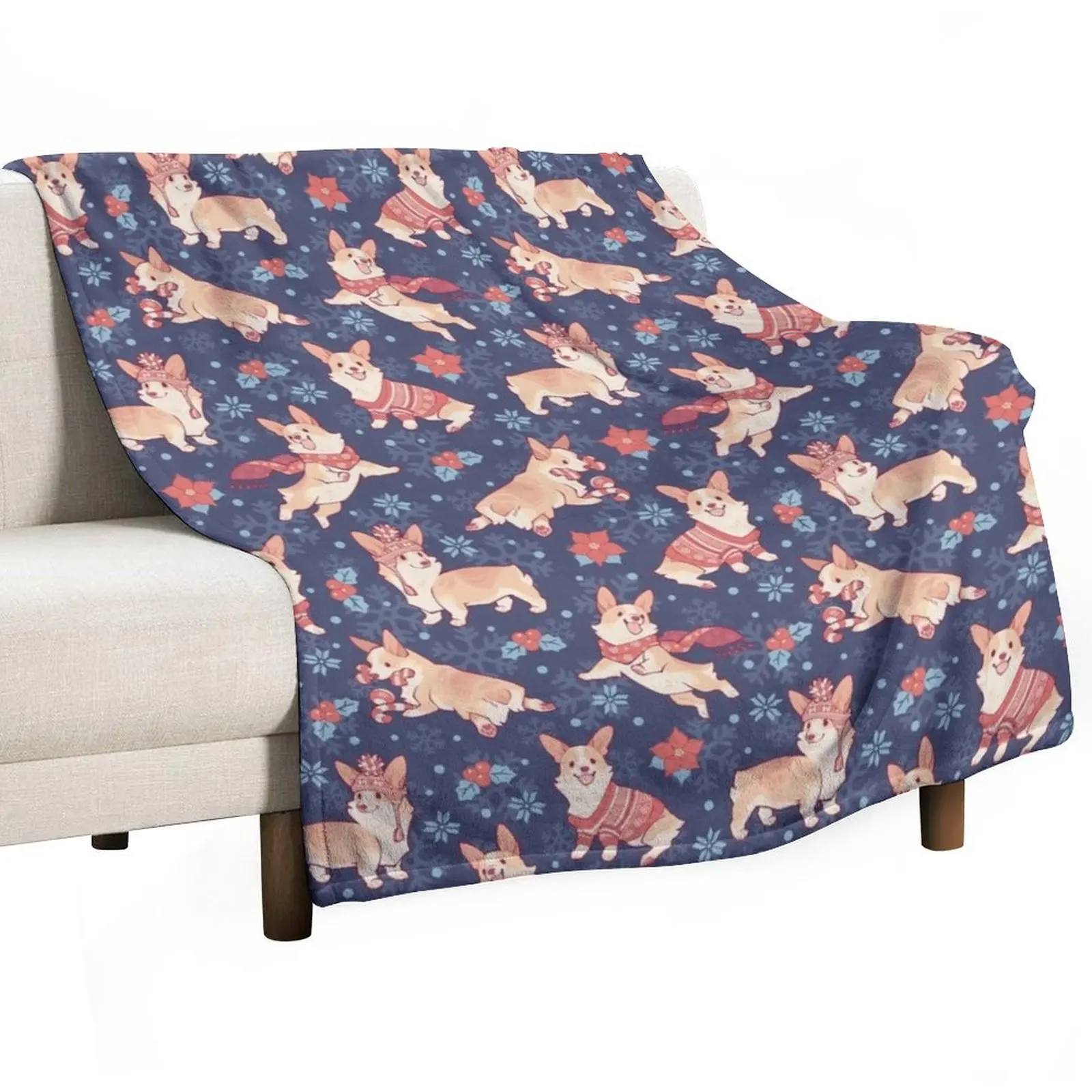 

Winter corgis in cozy midnight Throw Blanket manga Thermal for sofa Winter beds Blankets