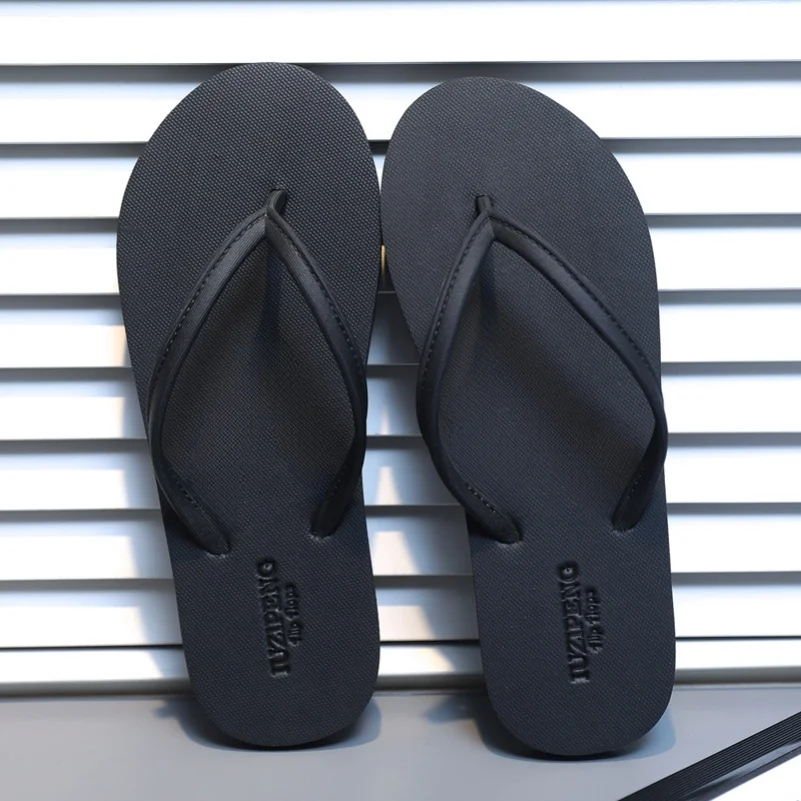 Japanese Style Casual Men's Summer Anti-Slip Outdoor Woven Thong Slippers Wear-Resistant Beach Shoes Breathable Flat Heel