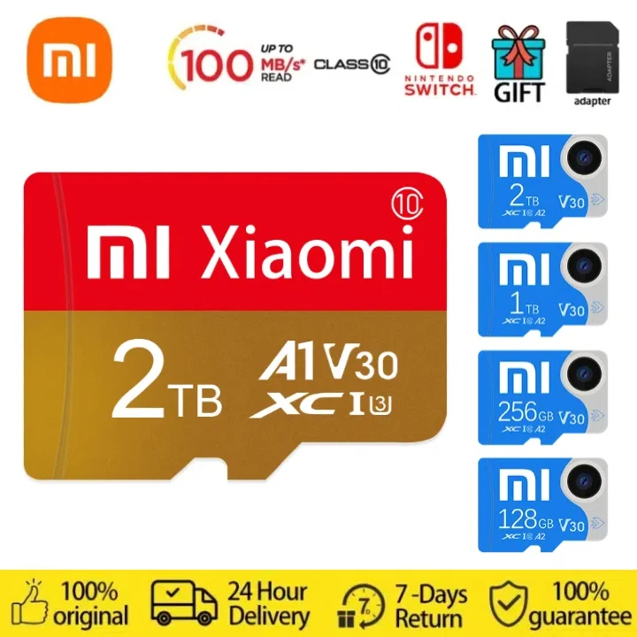 Karta pamięci Xiaomi U2 V60 Micro TF karta SD klasa 10 2TB karta SD/TF karta pamięci 512GB 256GB 128GB A2 Mini SD do przełącznika Nintendo