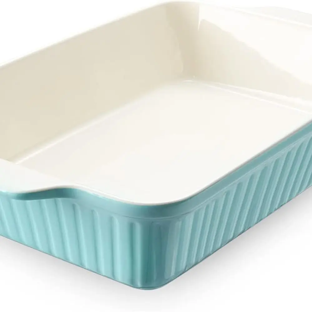 

Blue 135oz Ceramic Deep Dish Oven-Safe Baking Pan with Handles, Ideal for Casseroles and Lasagna