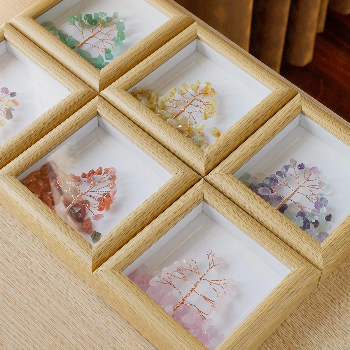 1PC Natural Healing Health Energy Gem Seven Chakra Tree Photo Frame Home Decoration Desktop Decoration Gift