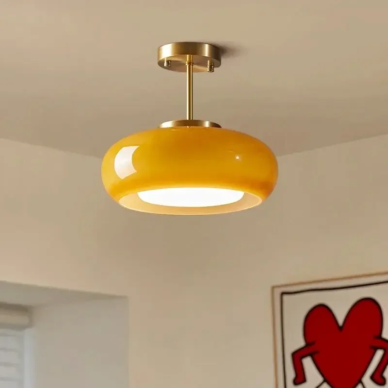 Szklana lampa sufitowa Retro Bauhaus lampa wisząca do salonu sypialnia korytarz balkon Home Stay japoński kreatywny lekki połysk