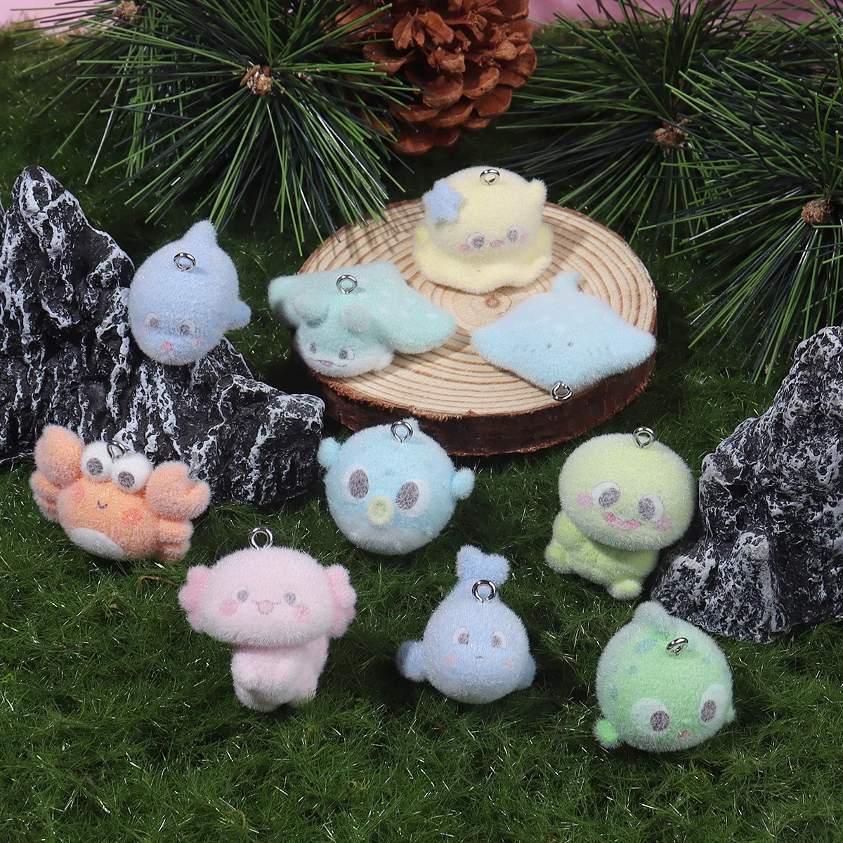 

10 шт. флокированные подвески из смолы в виде морских животных (черепаха) для серег, брелоков, ожерелий, изготовления ювелирных изделий своими руками