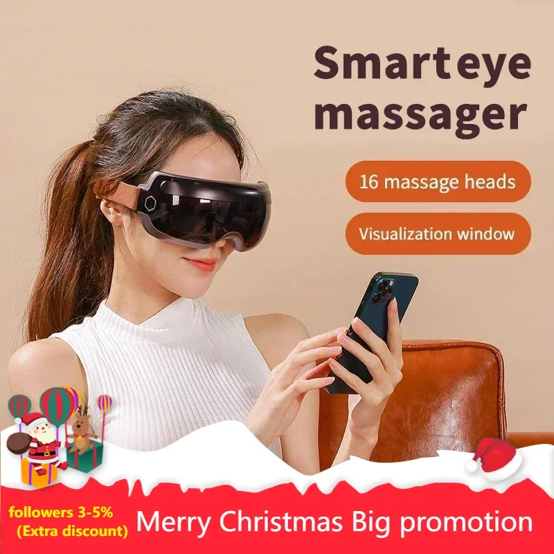 Electric Eye Massager with Bluetooth Function for Massaging Relaxing Acupoints Relieving Eye Fatigue Circles and Eye Care Device