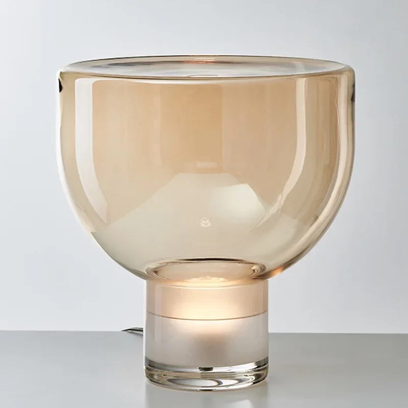 Bedroom table lamp simple creative study living room hotel soft decoration original design light luxury eye protection glass