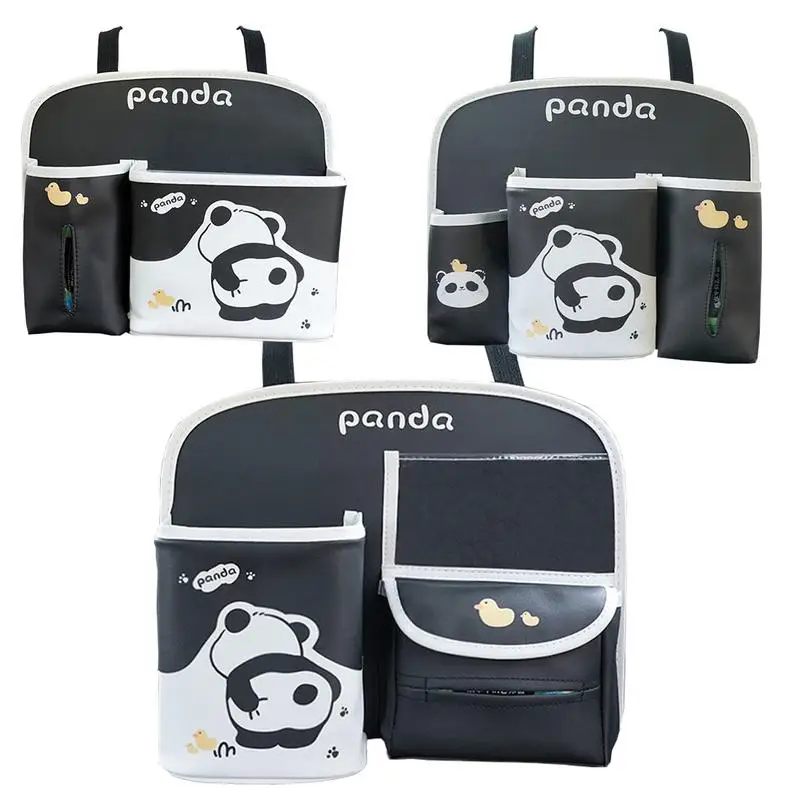 

Backseat Car Organizer PU Leather Car Rear Seat Back Storage Bag Organizer Unique Naughty Panda Pattern Design back seat box