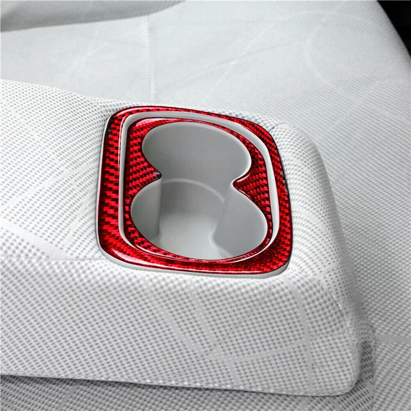 

2Pcs Red Carbon Fiber Rear Water Cup Holder Cover Trim For Honda Civic 2006-2011 Replacement Accessories