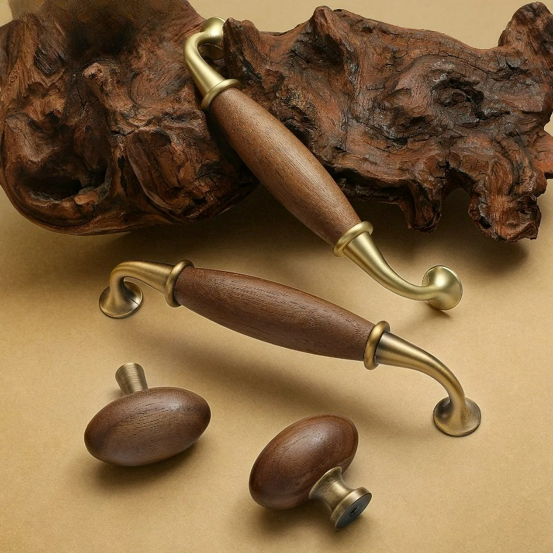Walnut Small Handle Retro Drawer Foyer, TV, Wine, Dining Area, Wardrobe Cabinet Door Handle