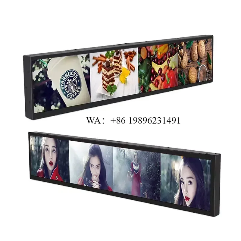 28-Inch TFT Android Advertising Players LCD Digital Signage Display Indoor Store Shelf Display Screen Stretched Bar 1920*360