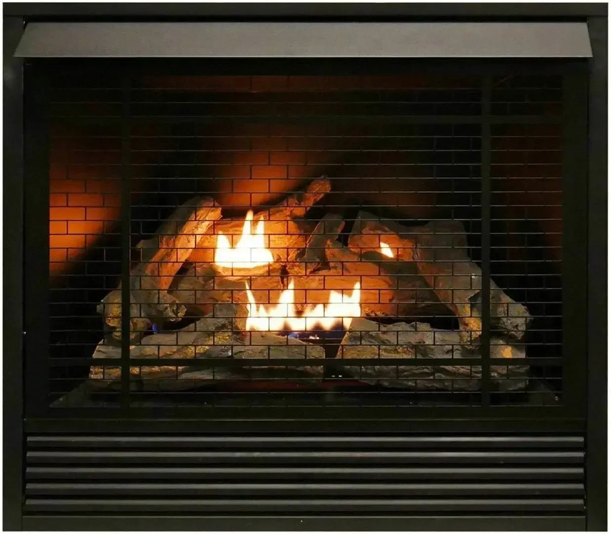 Dual Fuel Ventless Gas Fireplace Insert, Remote Control, 9 Fire Logs,32000 BTU, Heats up to 1500 Sq. Ft., Black