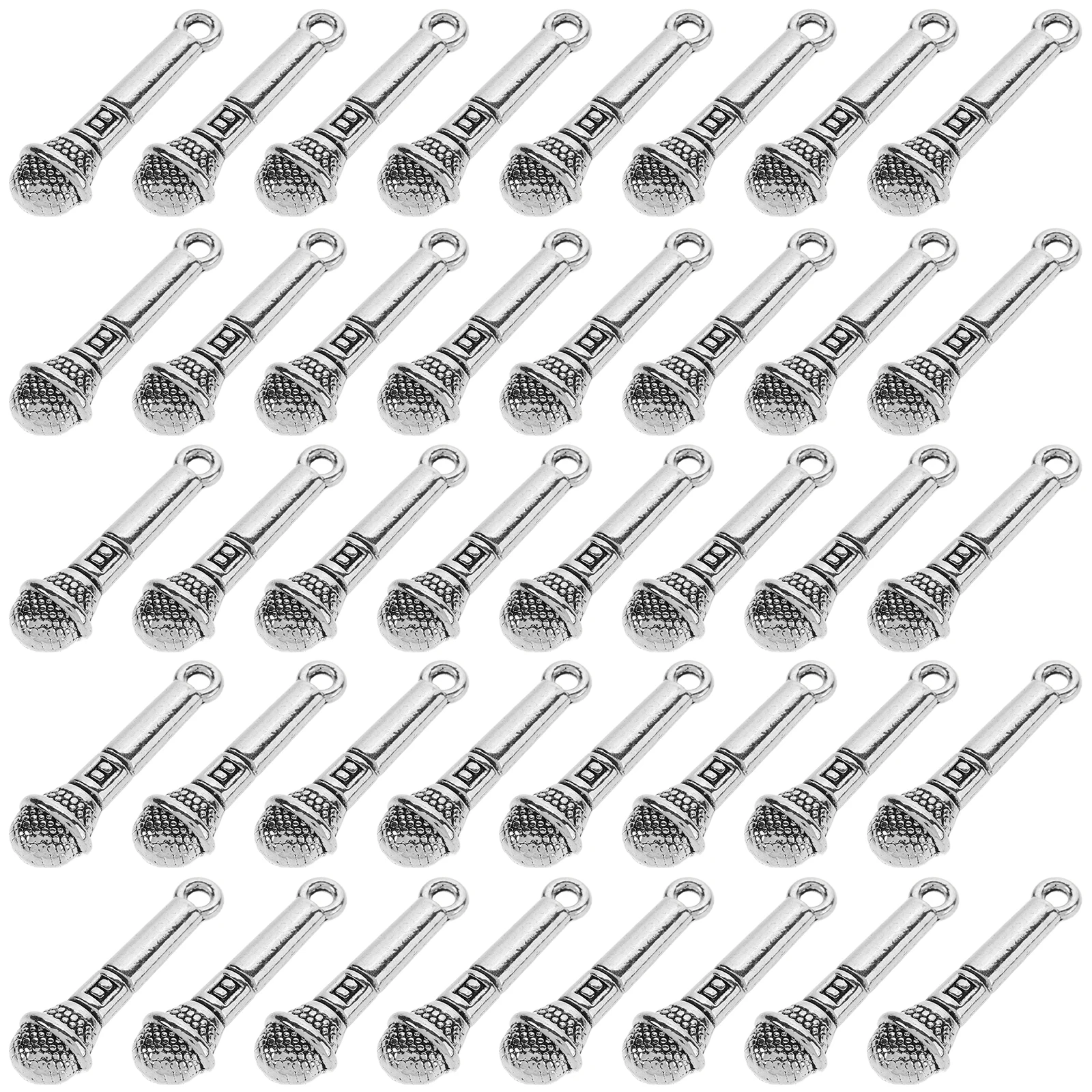 

50pcs Mini Microphone Pendant Vintage Zinc Alloy Charms for DIY Jewelry Crafts Metal Accessories Music Bracelets Necklaces