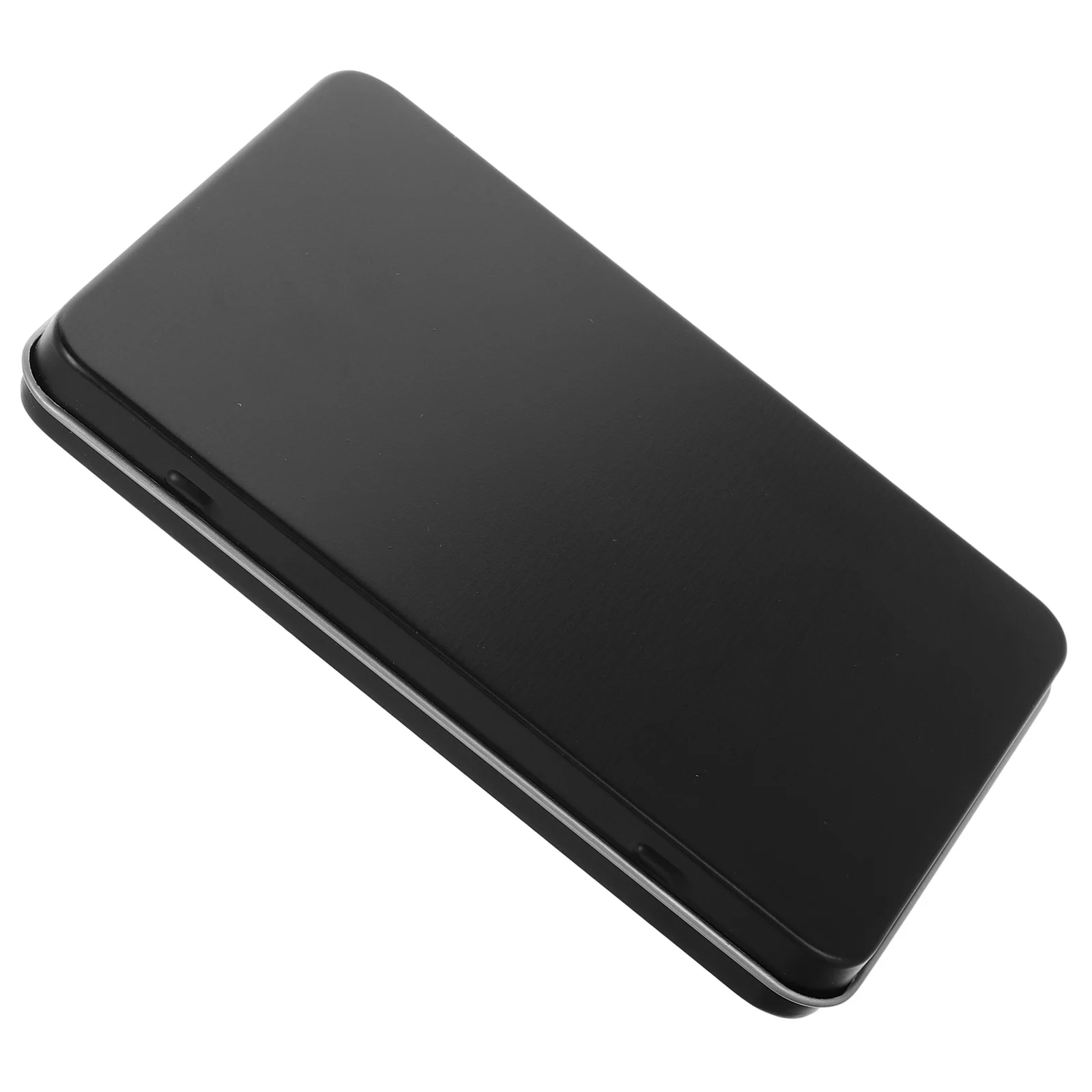 

Mini Metal Tin Containers Hinged Lid Black Rectangular Empty Card Box Jewelry Pill Crafts Storage Organizer Portable Case