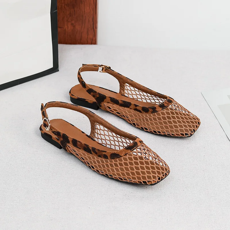 Mesh square head slippers bag head sandals outer wear summer women comfortable versatile light mouth empty single shoes view 3