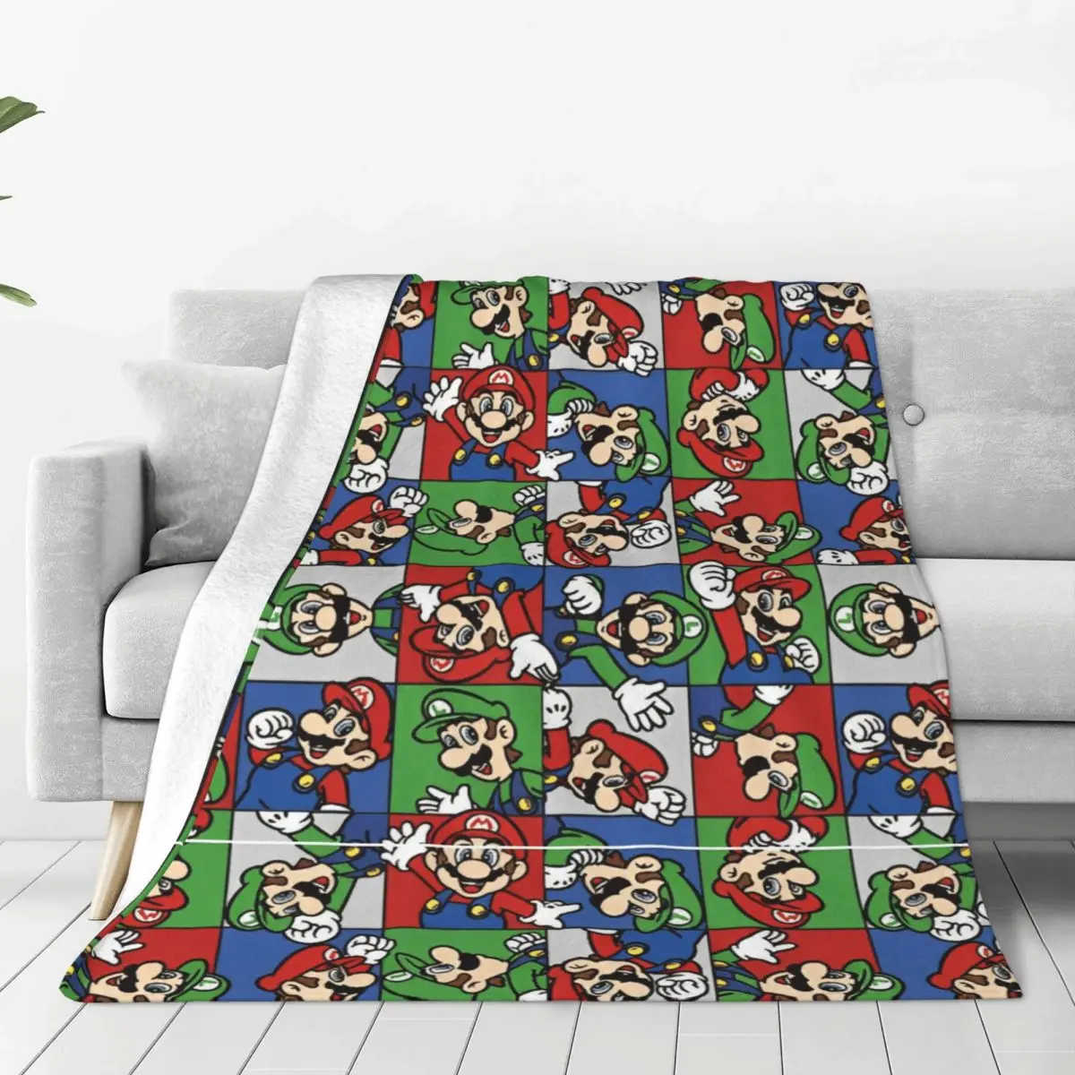 

Marios And Luigi Blankets Velvet Cartoon Super Warm Throw Blanket for Airplane Travel Bedspread