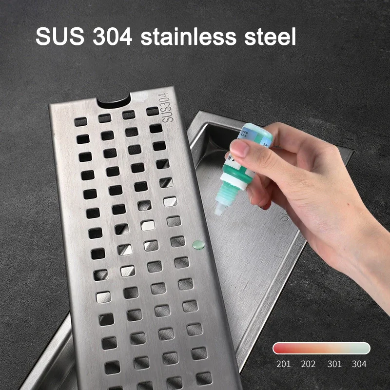 20-100cm Floor Drain Stainless Steel Bathroom Drainage Anti-odor Shower Drains Waste Filter Drain Hair Catcher Square Strainer