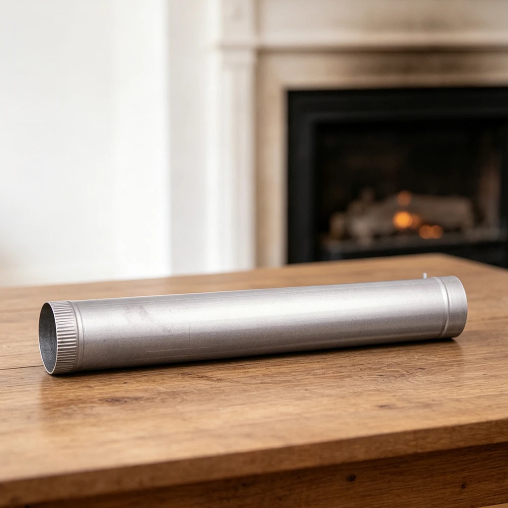 Stainless Steel Chimney Pipe 50x15cm High Temperature Resistant Black Smoke Vent For Wood Stove Fireplace Grill BBQ Oven