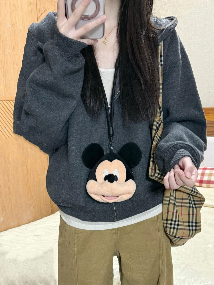 Early Autumn Retro Hoodie Jaet Women Winter 2025 New Loose Casual Versatile Basic Open Cardigan Top Ladies Faion