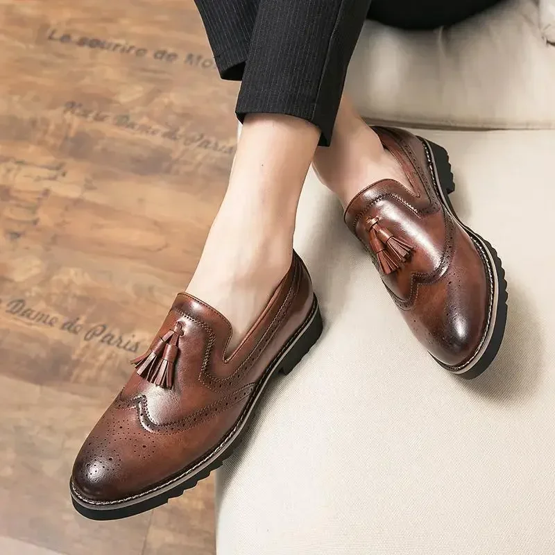 Business Leather Shoes Men's Party Youth British Style Student Platform Suit Shoes Men