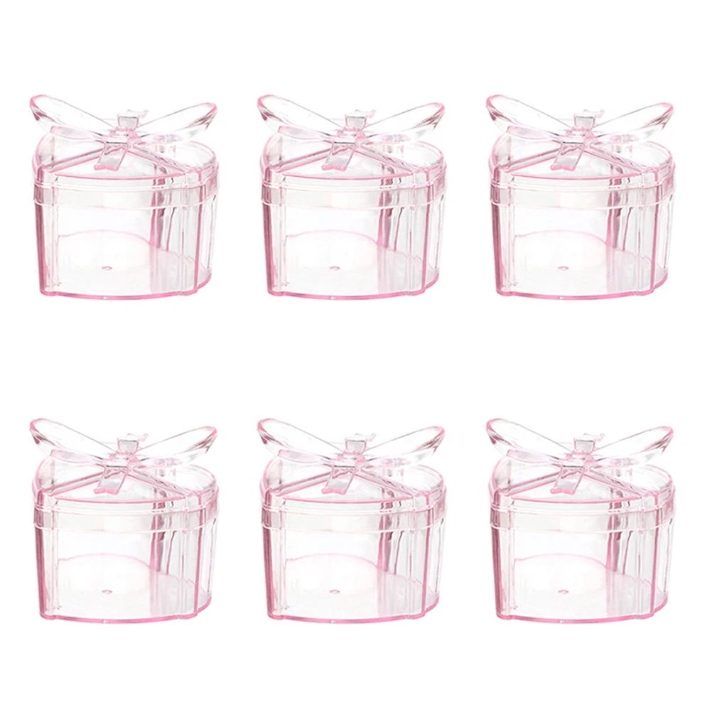 

6Pcs Heart Shaped Candy Boxes Transparent Snack Boxes Lightweight Wedding Favor Candy Gift Holders Sugar Storage Containers