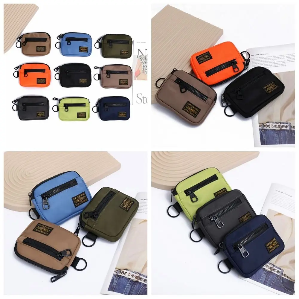 Portable Canvas Coin Purse Card Holder Oxford Cloth Men Wallet Zipper Pouch Lightweight Mini Earbuds Storage Bag Earphone Bag