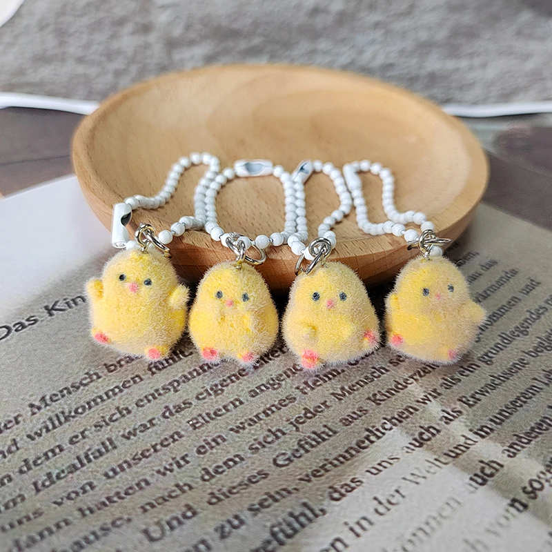 1pc/4pcs Fluffy Kawaii Yellow Chick Animal Keychains Phone Lanyard For Friend Gift Cute Flocking Earphone Case Bag Mini Pendant