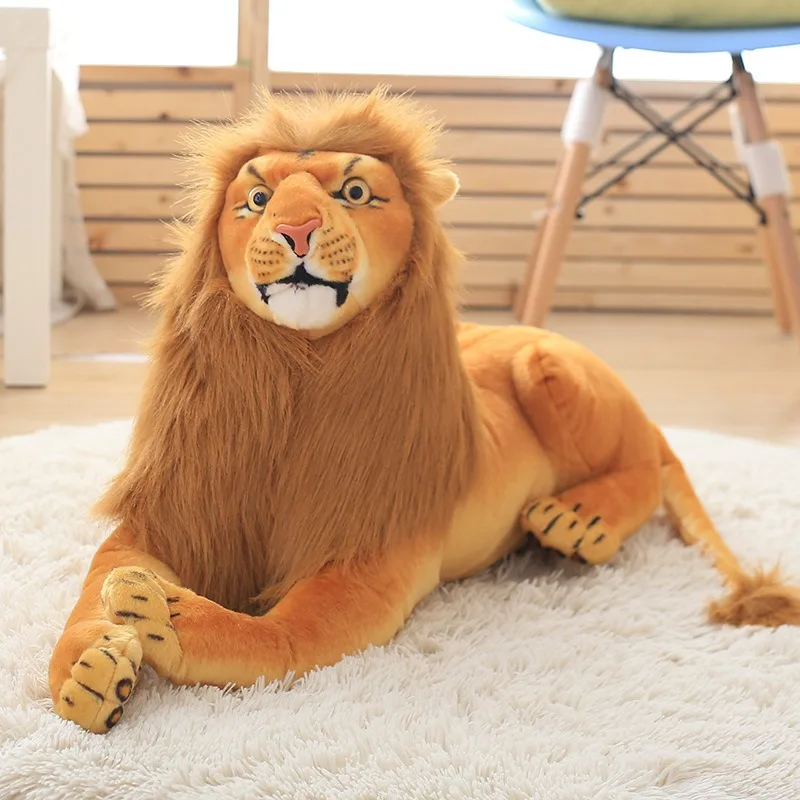 

Realistic Plush Lion Large Lifelike Stuffed Animal Soft Cuddly Toy Nursery Room Decor Kids Gift Giant Size Wholesale 130cm