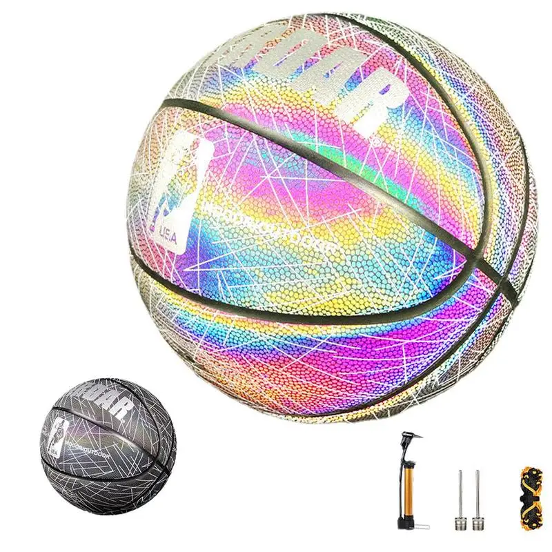 

PU Basketball Reflective Ball Glowing Durable Basketball Luminous Luminous Basketballs Gifts Toys For Indoor Outdoor Night Game