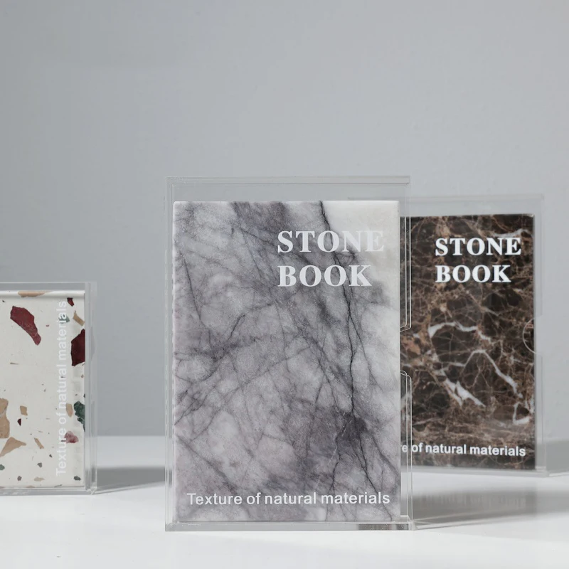 Various Types Of Marble Simulation Book With Clear Acrylic Book Cover Decor Home Sales Office Living Room Desk Fake Book Crafts