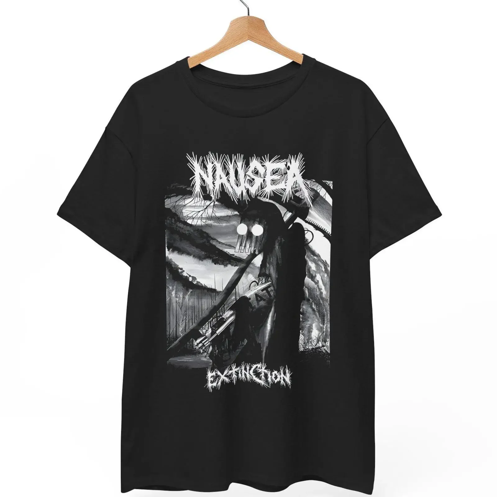 Nausea 'Extinction' T Shirt Vintage Anarcho Crust Punk Band vintage Washed Casual Comfortable Slightly homme Stylish fashion