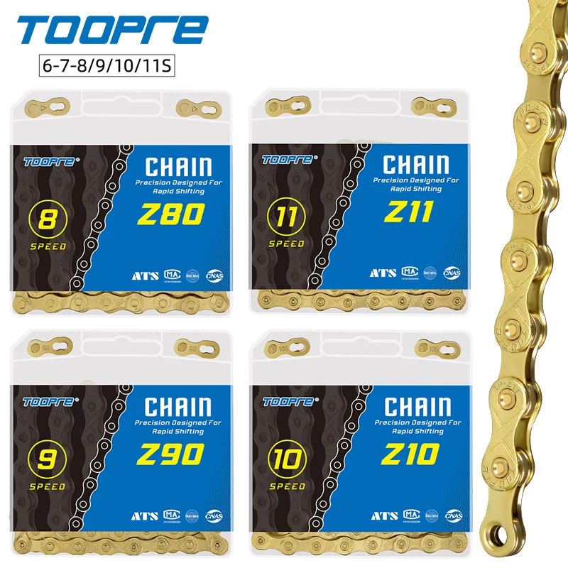 TOOPRE Bicycle Chains Gold 6 7 8 9 10 11 Speed MTB Road Bike Chain 116 Links anti-rust Chain Bikes Part