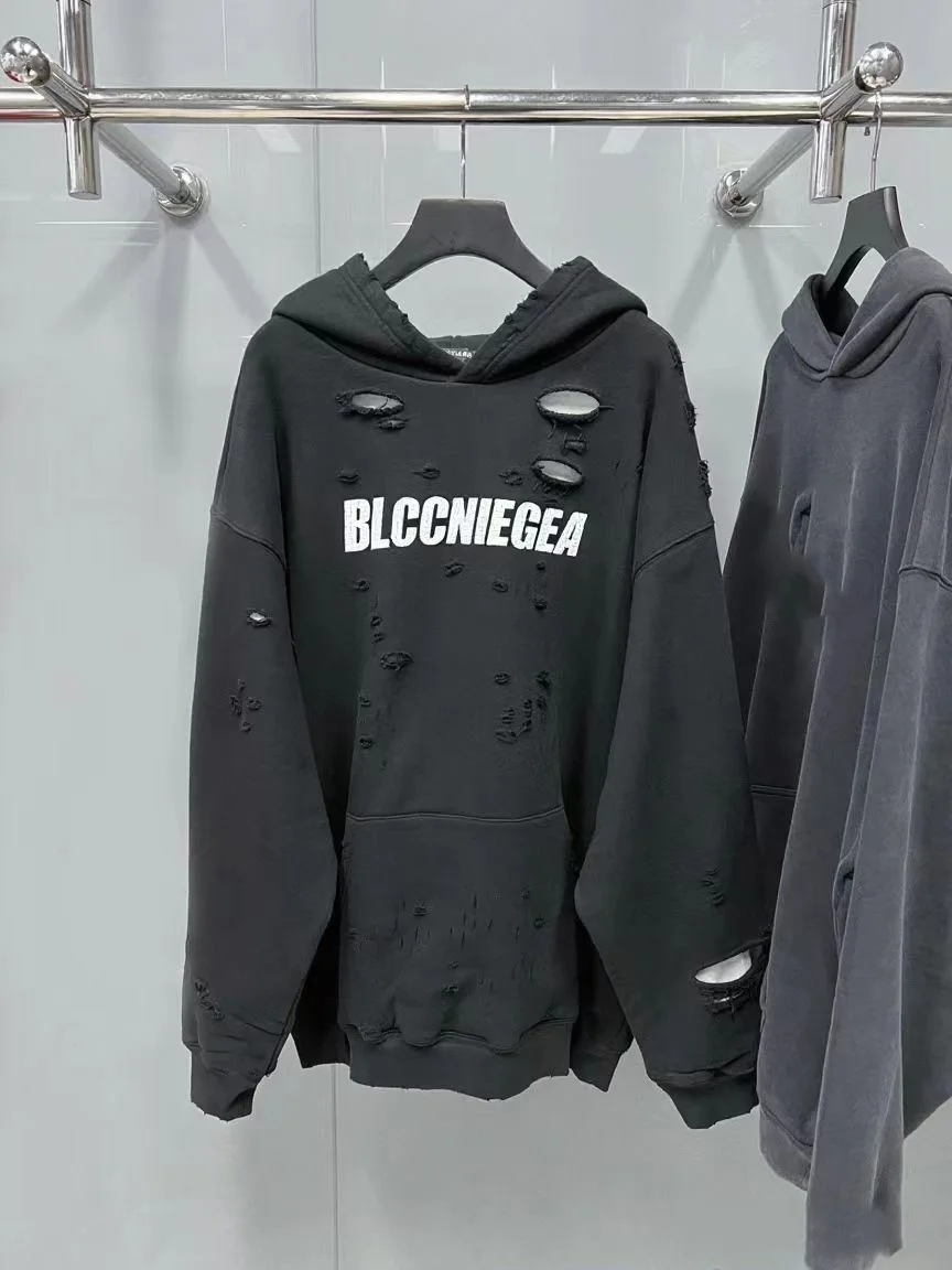 

BLCCNIEGEA Heavyweight High-Quality Fashion Trend Hoodie with Printed Letter Design, Loose-Fit Cotton Paris B Sweatshirt Unisex