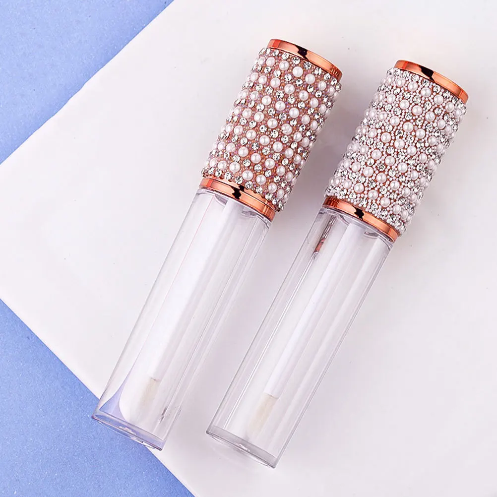 หลอดลิปกลอสแก้วใสแบบเติมได้ 10 ชิ้น ขวดเปล่าสำหรับทำลิปบาล์ม DIY  ขวดเก็บน้ำมัน  หลอดลิปสติกแบบเติมได้