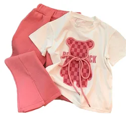 2024 New Girls Clothing Sets Children Short-sleeved T-shirt And Pants Suit Kids Tops Trousers Tracksuit Outfit Clothes Set