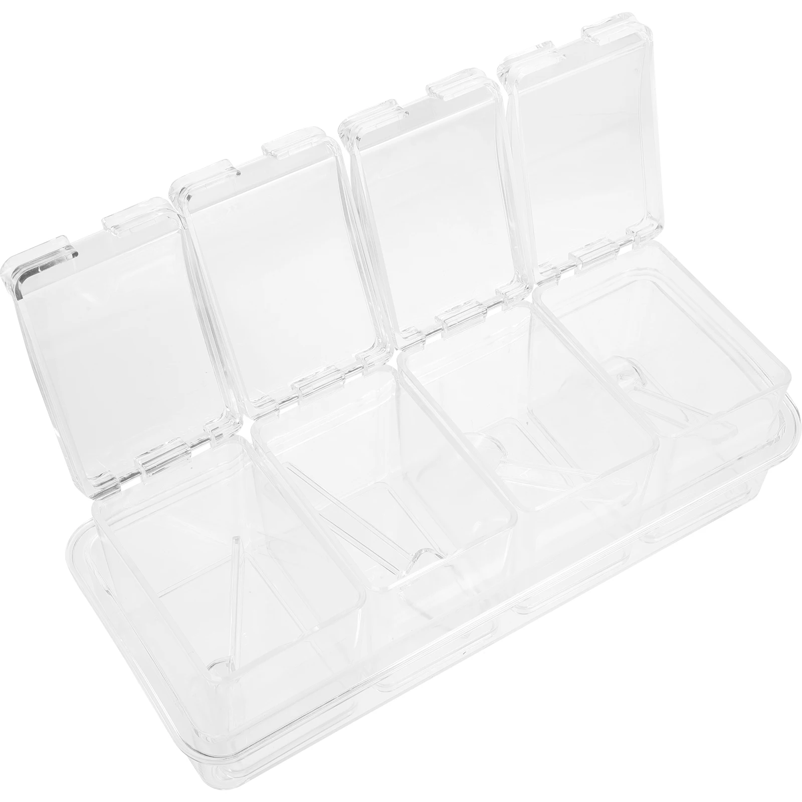 

Spice Seasoning Set Kitchen Container Salt 4 Compartments Transparent Storage Separated Sugar Condiment Organizer