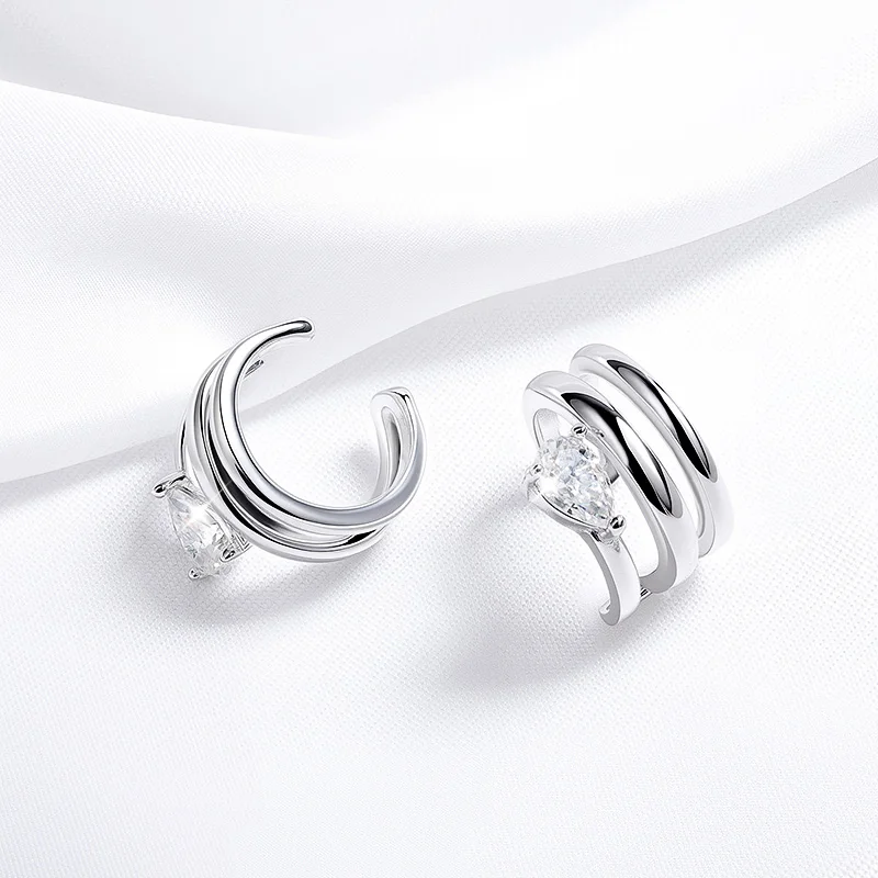 Smyoue 18K Plated Certified Full Moissanite Clip Earrings for Women Pear Cut Pure 925 Silver Lab Diamond Jewelry Wholesale