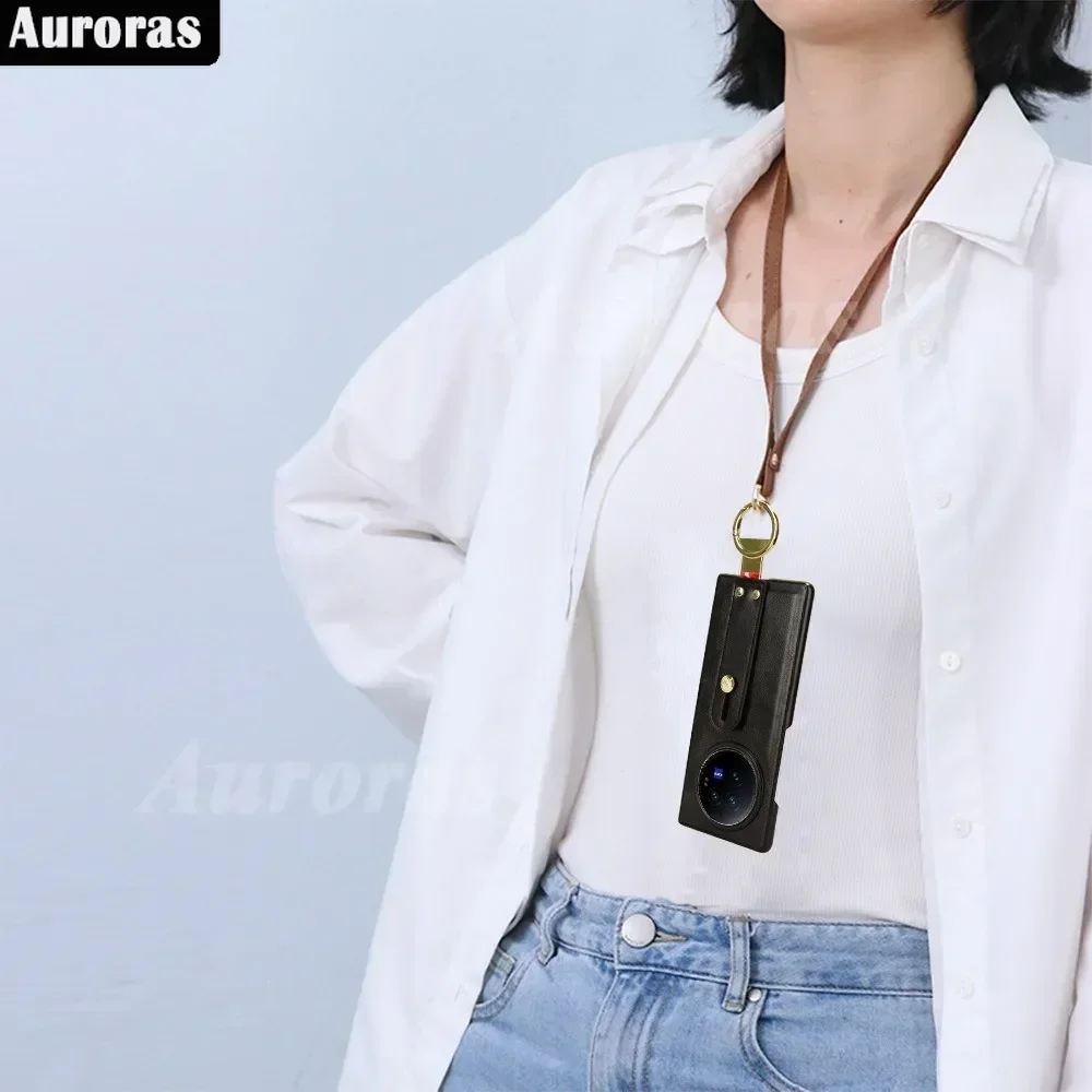 Capa traseira de couro com pulseira para Google Pixel 9 Pro, proteção da câmera, função dobrável, estojo rígido