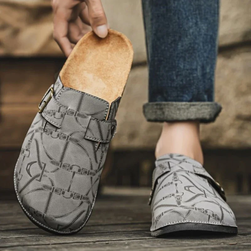 Men's Shoe Mules Flat Male Slipper Half Indoor House Walk Around Home Y2k Comfortable Pvc 2025 Style Fashion Trend Eva Slides