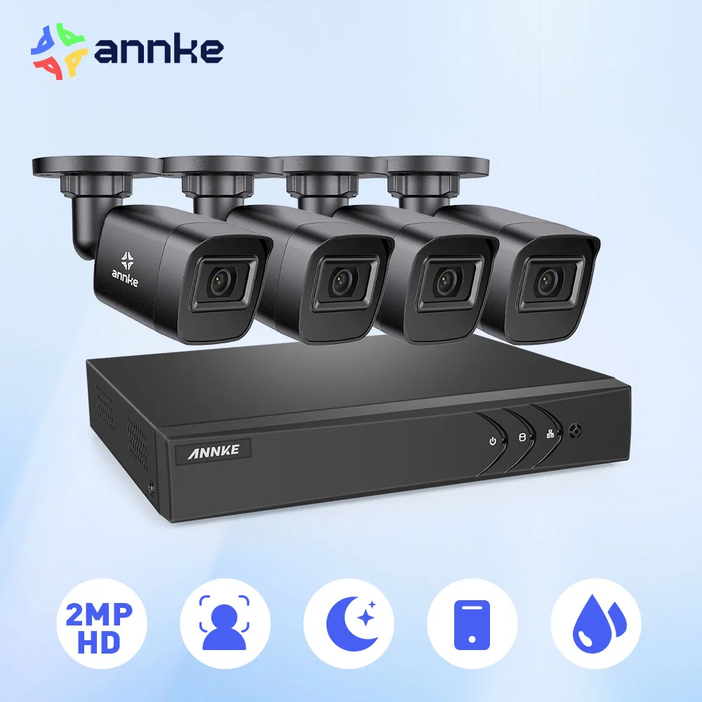 

ANNKE 1080p 8Ch Outdoor Wired Security CCTV System Kit With 2mp Cameras Set Smart DVR Infrared Night Vision 4-In-1 IP67 EL200