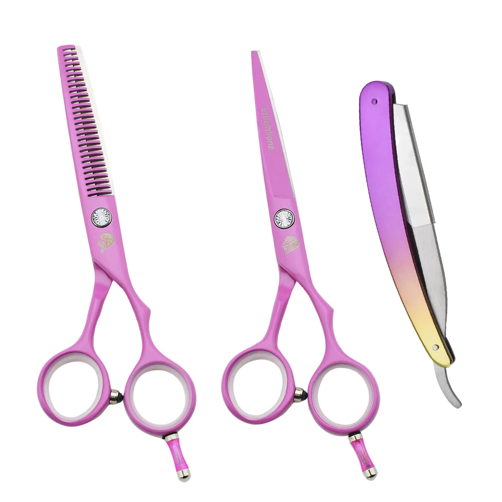 

5.5" Pink 440C Hair Cutting Scissors Professional Hairdressing Barber Hair Cut Thinning Scissor Salon Tools Clipper