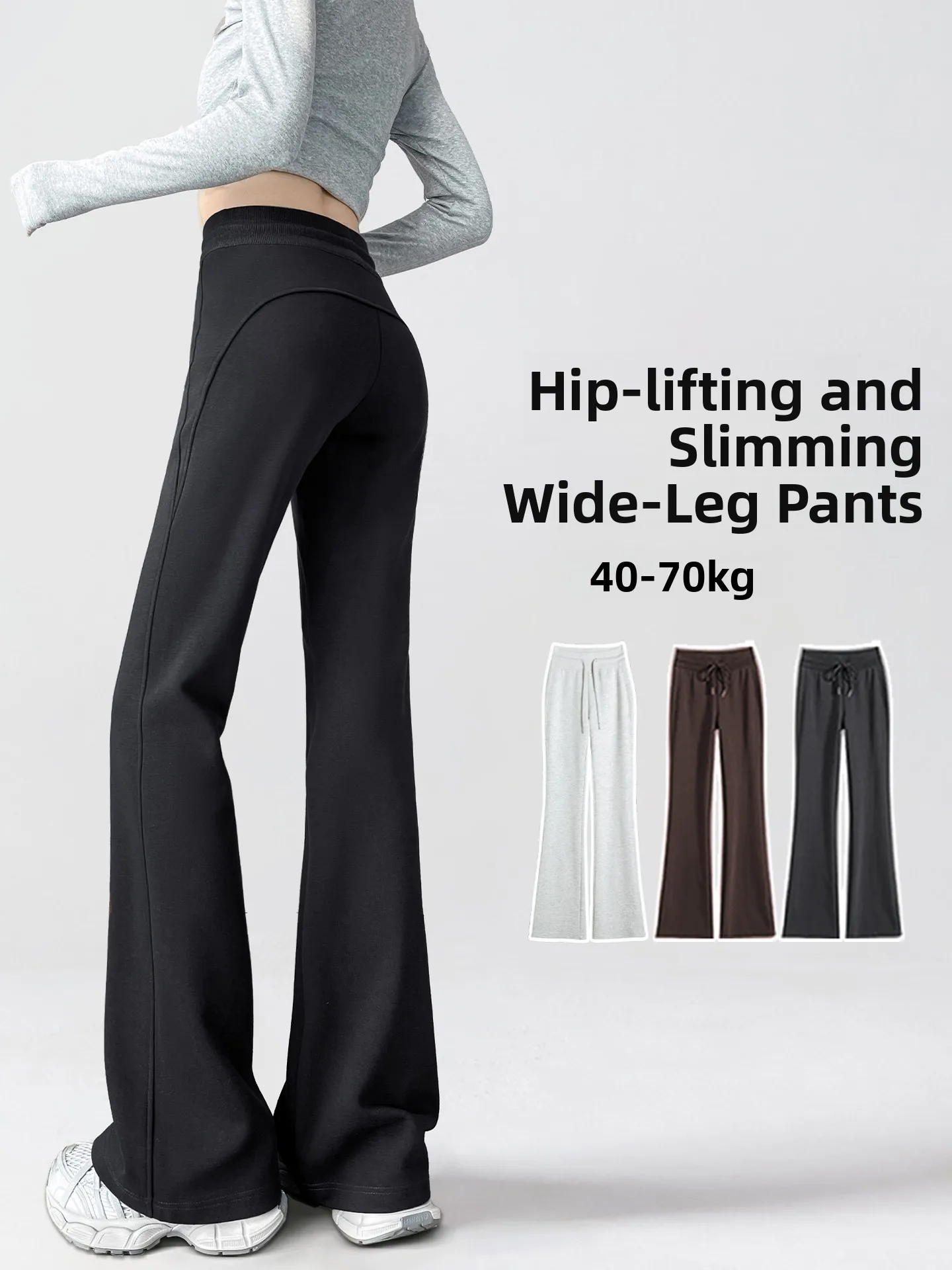 Damen Fce-gefütterte Micro-Flared-Hose, Bla, lässige Yoga-Hose, hohe Taille, Baumwollmischung, dehnbare Hose für Herbst und Winter
