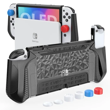 스위치 OLED 콘솔용 TPU 다이아몬드 패턴 보호 커버, 인체공학적으로 설계된 편안한 터치, 6 키캡, 1 개 