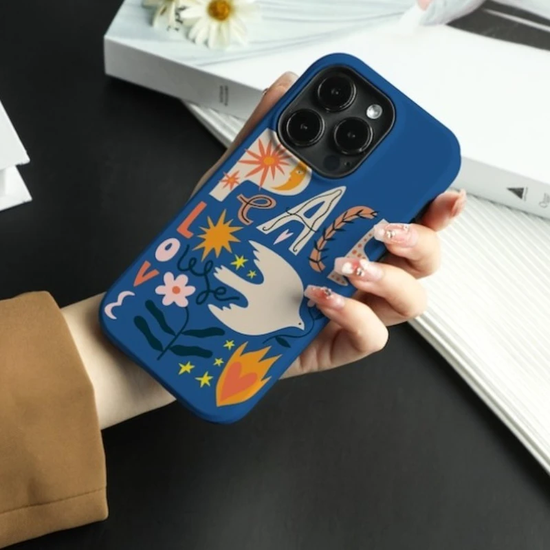 حافظة هاتف مغناطيسية لهاتف آيفون 17 16 15 14 13 12 11 16e Air PRO Plus Blue Dove of Peace Creat غطاء مقاوم للصدمات من الأكريليك الصلب