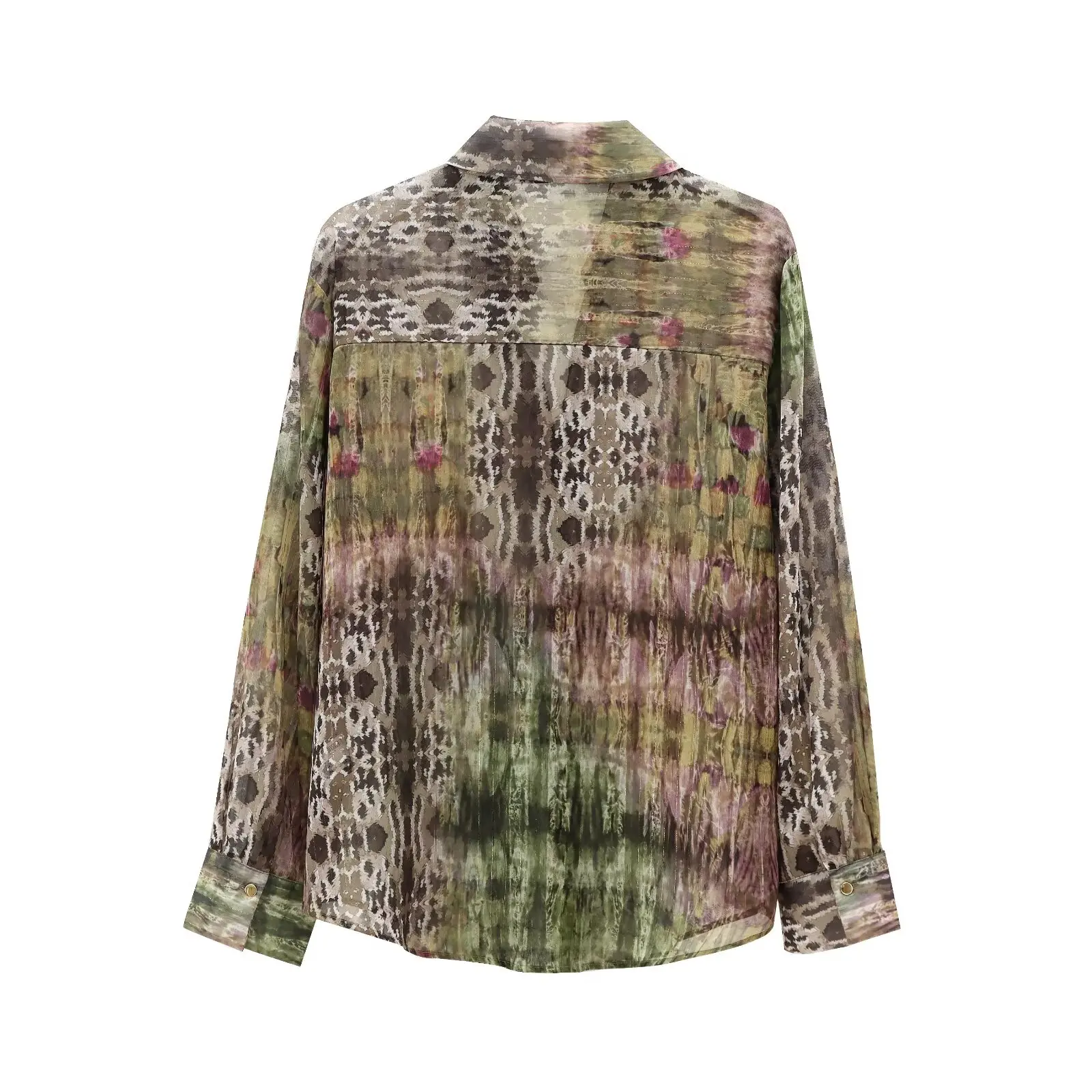 Maxdutti  French Fashion Printed Shirt Long Sleeved Chiffon Shirt Casual Blouse Women Elegant Ladies Tops