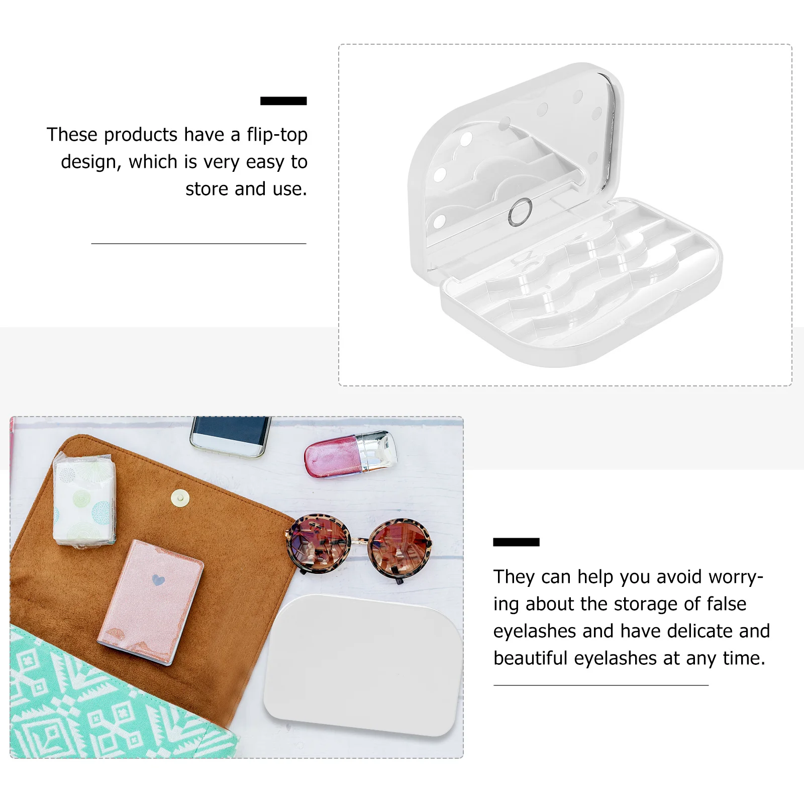 Caixa de armazenamento de cílios postiços led compacto flip top organizador de cílios portátil caso espelho para uso diário pessoal do salão de maquiagem e