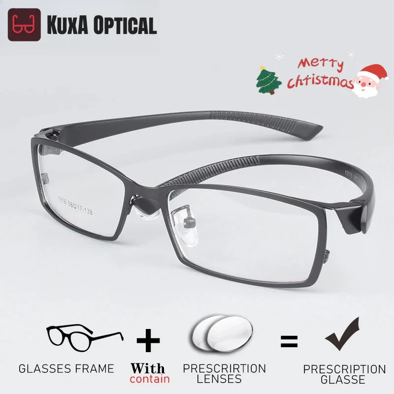 KUXA مربع شعبية الرجال النظارات البصرية المعدنية TR90 إطار قصر النظر مد البصر وصفة طبية العدسات المسافة الرؤية القراءة الصحيحة Ey