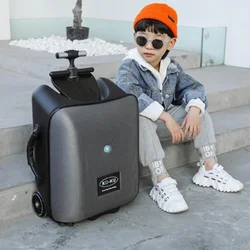 20 inch Travel Suitcase Kids' Riding Carry On Luggage Boarding Rideable Scooter Travel Trolley Cart Suitcases Rolling Luggage